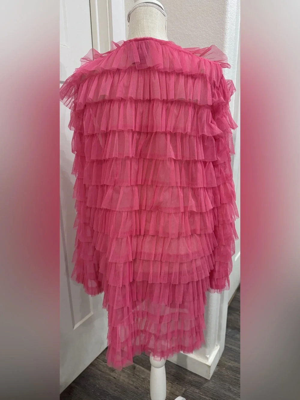 Betsey Johnson Torrid Pink Tulle Ruffle Tiered Kimono Mesh Jacket Plus Size 2